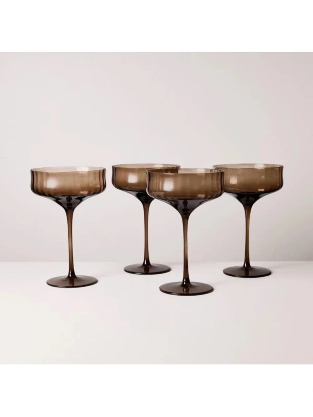 Hearth & Hand **Set of 4**  12oz Coupe Margarita Glasses Brown NEW IN BOX